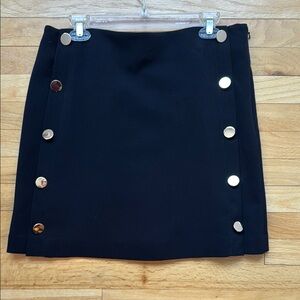 NWT Loft Women's Black Skirt with Gold Button Accents, size 12